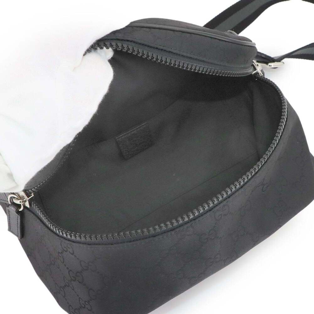 Gucci GG Nylon Crossbody Bag, Black Leather with Silver Hardware, 449182 - Picture 7 of 10